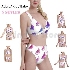 Kvinnors badkläder mångfärgad vattenmelon designer mönster bikini 1 bit kvinnor 2 bitar frukt mat färskt