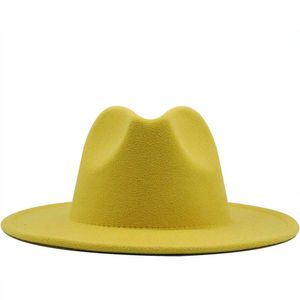 Unisex Flat Brim Wool Felt Fedora Hats with Belt Red Black Patchwork Jazz Formal Hat Panama Cap Trilby Chapeau for Men Women high quality a1