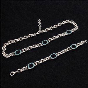 Luxurys Enamel Chain Bracelet Necklace Set Women Designers Letter Necklaces Stainless Steel Bracelets Jewelry