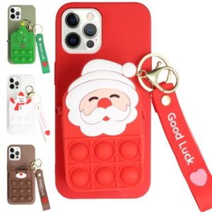 Boże Narodzenie Caroon Poppers Bubbles Santa Xmas Drzewo Snowman Mini Portfel Phone Case dla iPhone 13 12 11 Pro Max XR XS 876 5 Prezenty S21 G118E7ad