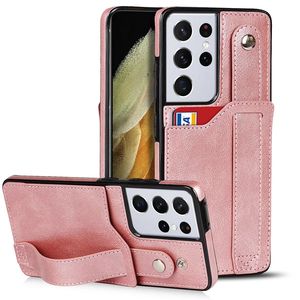 IDカードポケットソフトTPU SAMSUNG S23 PLUS注20 A14 A54 S22 ULTRA A13 5G A33 A53 A73 A22 A32 Luxury Push Grip Strip Phone Back Cover Wrist Band Strap Holder Pouch