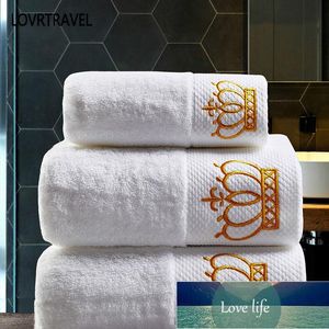 Bordado Imperial Crown Algodão White Hotel Toalheiro Conjunto de Toalhas Toalhas de Banho Para Adultos Washcloths Absorvente Toalha de Mão Preço de Fábrica Preço Qualidade