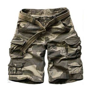 2020 Sommar Mode Militär Cargo Shorts Män Högkvalitativ bomull Casual Mens Shorts Multi-Pocket (Free Belt) G1209