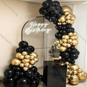 122pcs Matte Black Chrome Gold Balloon Garland Arch Kit Baby Shower Balloons Gender Reveal Birthday Party Supplies Wedding Decor X0726