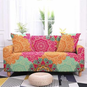 Elastic Sofa Cover for Living Room Stretch Slipcovers Sectional Mandala Armchair One/Two/Three Seat Couch Home Decoration 211207