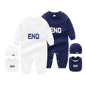 Säuglingsspielanzug 3 Set Hut Latz Overall Kinder Kleidung Mädchen Jungen Brief Kleidung Neugeborenen Baby Strampler Kleinkind Kleidung