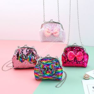 Borse e borsette per bambini Borsa a tracolla con mini paillettes Borsa portamonete con fiocco per bambina carina Borsa portamonete con fiocco per bambini Kawaii