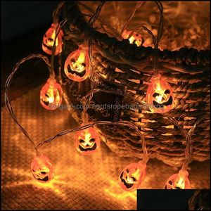 Dekoracje świąteczne świąteczny ogród 10 LED Lekki Dyni Spider Bat SKL String Światła Lampa DIY Wiszące Horror Halloween Dekoracja Dla Ho