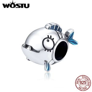 Wostu Silver Beads 925 Charms 925スターリングシルバー熱帯魚チャームフィットオリジナルレディースブレスレットベルロークジュエリーCQC1476 Q0531