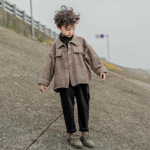 Mode Baby Mädchen Junge Cord Hemd Jacke Baumwolle Kleinkind Teen Kind Frühling Herbst Mantel Baby Outwear Kleidung 3-14Y H0909