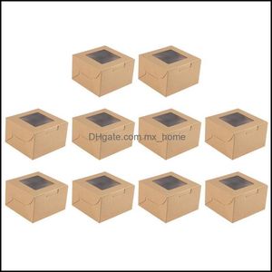 Gift Wrap Event Party Supplies Festive Home Garden 10st Bakery Boxes With Clear Window Cupcake Kraft Paper för Drop Delivery 2021 OA7VY