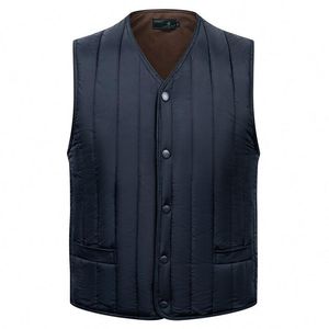 Men's Vests Autumn Brand Middle-aged Men Cotton Vest Jacket Winter Single Breasted Fleece Lining Sleeveless Waistcoat Warm Mens Coat