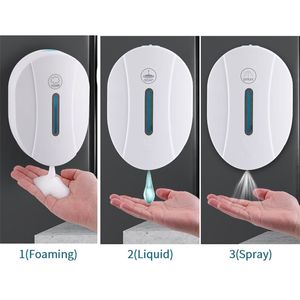 Home USB Cozinha Recarregável Acessórios de Banheiro Automático Wall Mounted Soap Dispenser ABS Escritório Inteligente Inteligente Sensor 211206