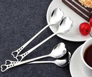 Wholesale Heart Shape Stainless Steel Coffee Spoon Dessert Sugar Stirring Spoon Ice Cream yogurt Honey Spoons Kitchen Gift SN3316