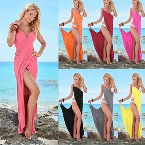 Yeni Moda Kadınlar Kırmızı Renk Sling Backless Mayo Eşarp Plaj Kapak Up Wrap Sarong Uzun Elbise Sonsuz Giyim Maxi Elbiseler 210309