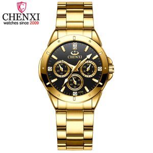 Chenxi Gold Watch女性を見るトップブランド高級クォーツ防水レディース腕時計ファッションブレスレットレディース女の子時計Q0524