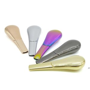 Wholesales Zinc alloy Rainbow color rainbow spoon pipe gift box packaging spoon Shape with Cover metal smoking Pipe DAS135