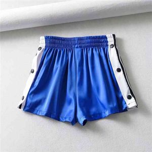 Sommer Sexy Satin Shorts Frauen Schwarz Koreanische Elastische Tanz Shorts Mode Hohe Taille Kurze Sparkly Candy Farbe Shorts 210625