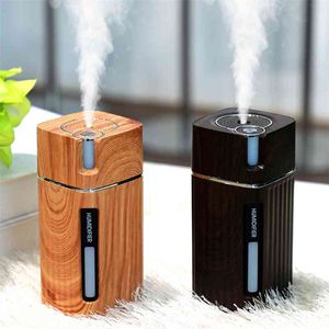 300ml bärbar USB-luftfuktare Vattendiffusor med ljus för hembil Ultraljud Cool Humidificador Mini Mist Maker Fogger 210724