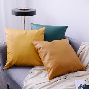 Cushion/Decorative Pillow Pillowcase Cushion Covers PU Leather Sofa Soft Design Pillows Decor Home Decoration Pink Throw