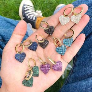 4Pairs 2021 popular lovely hanging cubic zirconia heart dangle earrng drop earrings piercing lady girl