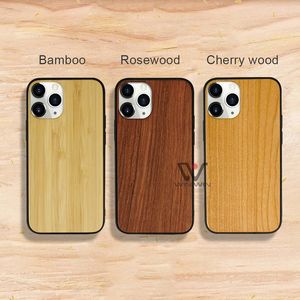 In stock Custodie per telefono per iPhone 11 12 Pro X Xr Xs Max 8 7 6 Plus Natural Walnut Bamboo Wood Ultra Slim Protettivo per custodie in TPU in legno Custodia Top-sale Modello logo personalizzato