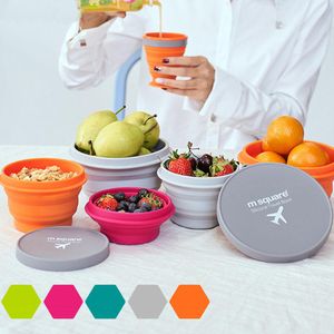 Alimentos Grau Silicone Colapsible Tigelas Portáteis Viagem Atividades ao ar livre Portáteis Dobrável Cups Grande Capacidade Silicone Bowl XDH1345 T03