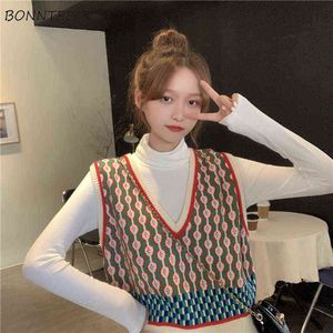 Sweter Kamizelka Kobiety V-Neck Koreański Styl Loose Moda Damska Odzież Dorywczo All-Match Classic Estetyczni Dzianiny Studenci