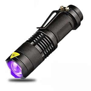 SK68 Mini Portable LED-facklor UV-ficklampa Ultra Violet 395nm 365nm Zoomable för Cat Dog Animal Pet Urin Detection Light Lamp