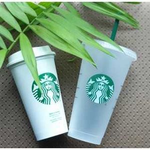 North America Starbucks reusable plastic tumbler cold with lid and straw white cup mlml Christmas gifts6H6B