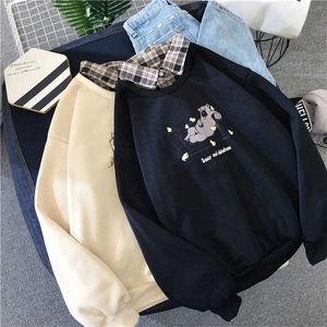 Sevimli Ayı Boy Kawaii Kadınlar Kazak Moda Kazaklar Bayanlar Artı Boyutu Tops Hoodie Rahat Bayanlar Kore Tarzı Streetwear 210927