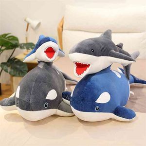 1PC Whale Plush Toys Sleeping Pillow Travel Companion Toy Cute Stuffed Animal Fish 210728