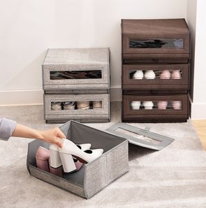The latest 37X32X17CM fabric clamshell shoe storage box, multi-functional, large-capacity, a variety of styles to choose from, support customization