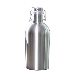 Premium 2L flaska i rostfritt stål Homebrew Beer Growler Secure Swing Top Ölflaska med stor kapacitet för utomhusgrowler cerveja 211013