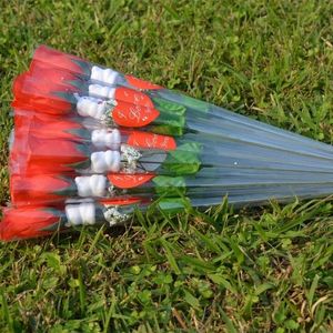 Wholesale cute rose flowers resale online - Single Red Roses Simulation Flower Transparent Packaging Cute Bear Love Heart Flowers Valentine Day Decorate Supplies tn G2
