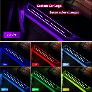 Customize LED Car Interior Accessories Door Borders Decoration Light Car Scuff Plate Pedal Door Sill Pathway Light For BMW FORD HYUNDAI Most Of Cars Custom car Logo on Sale
