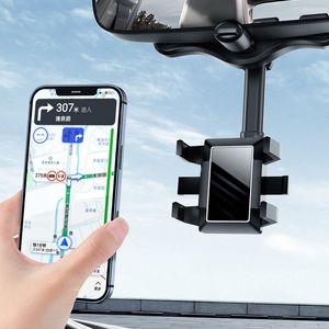 Держатель телефона автомобиля Зеркало заднего вида Зеркало 360 Rotation Sun Visor Mount Универсальный регулируемый телескопический GPS-кронштейн