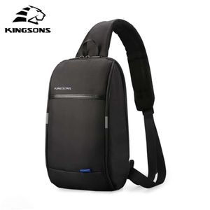 Kingsons Small Backpack Over Shoulder For Men One strap Chest Bag Leisure Travel 10.1 inch Crossbody Backpack USB Charging 210929