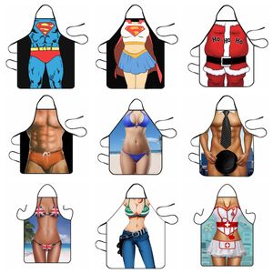 Funny Muscle Man Creativity Kitchen Apron for Men Women Home Cleaning Tool Waterproof Apron Sex Cotton Linen Easy to Clean House