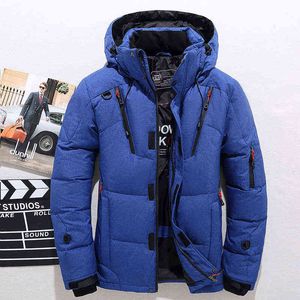 Men's white duck down thick hooded warm jacket, high quality casual coat, winter warm Parker G1115