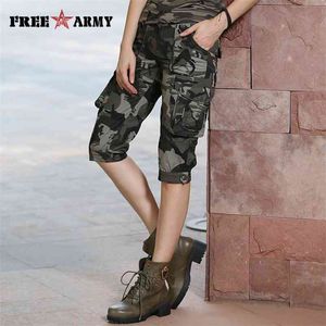 High Quality Fashion Camo Shorts Models Feminino Pantalones Cortos Mujer Summer Women Camouflage Knee-Length Shorts Gk-9388 210625