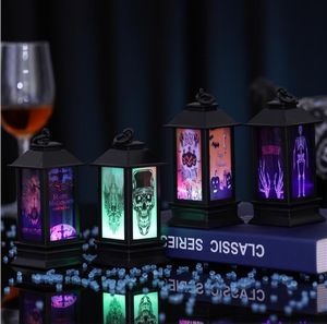 Lanternas portáteis Lanterna de Halloween Abóbora Iluminação LED bateria alimentada com lâmpada de óleo de som fantasma para decoração de festa de barraca de acampamento