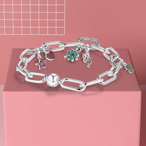 2021 Горячее серебро 925 пробы Me Slender Link Браслет Fit Pandora Charm Beads Diy Ювелирный подарок с оригинальной коробкой