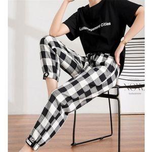 Calças xadrez casuais para mulheres calças streetwear mulher harem senhoras causal plus tamanho 2xl 210915