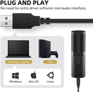 USB-mikrofon kit, Streaming Podcast PC kondensor dator mikrofon för spel, YouTube video, inspelning musik, röst över, Studio Mic Bundle med justering arm står, Q9