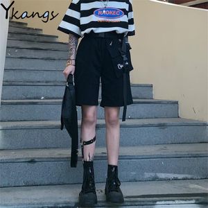 Streetwear Korean Harajuku Cargo Shorts Multi-Pocket Sport Shorts Women Summer Shorts for Women Running Capris Female Unisex 210306