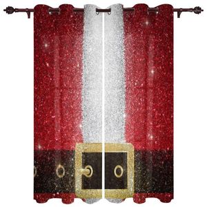 Nice Translucent Curtains With Santa Claus Belt Red Pattern For Living Room Kitchen Bedroom Decoration Windows Curtain & Drapes