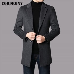 Coodronyブランドの冬のジャケットの厚いウールのコートの男性衣料品到着のトレンチポケットビジネスカジュアル長いオーバーコート男C8122 211122
