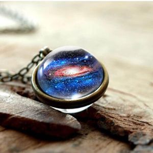 2021 Hot Selling Droppshiping Double-sided Glass Ball Pendant Gem Universe The Milky Way Star Chain Necklace Jewelry Gifts DHL fast ship