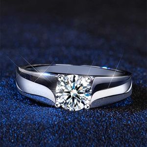 Classic 1CT Men's 925 Sterling Silver Ring Diament Biżuteria dla mężczyzn, Prezenty Męskie Uxury 211217